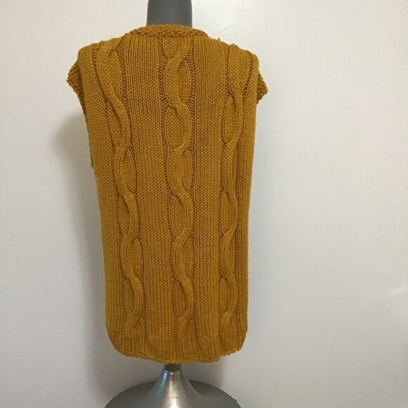 Handmade Cable Knit V-Neck Sleeveless Sweater Vest Size XL - Picture 5 of 11